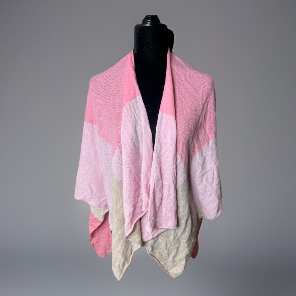 J.MCLAUGHLIN Skylar 100% Cashmere Color block Open Front Wrap $268